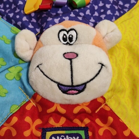 Nuby Teether Plush Monkey Lovey Security Blanket Baby Crinkle Sound FLAW - Picture 4 of 8